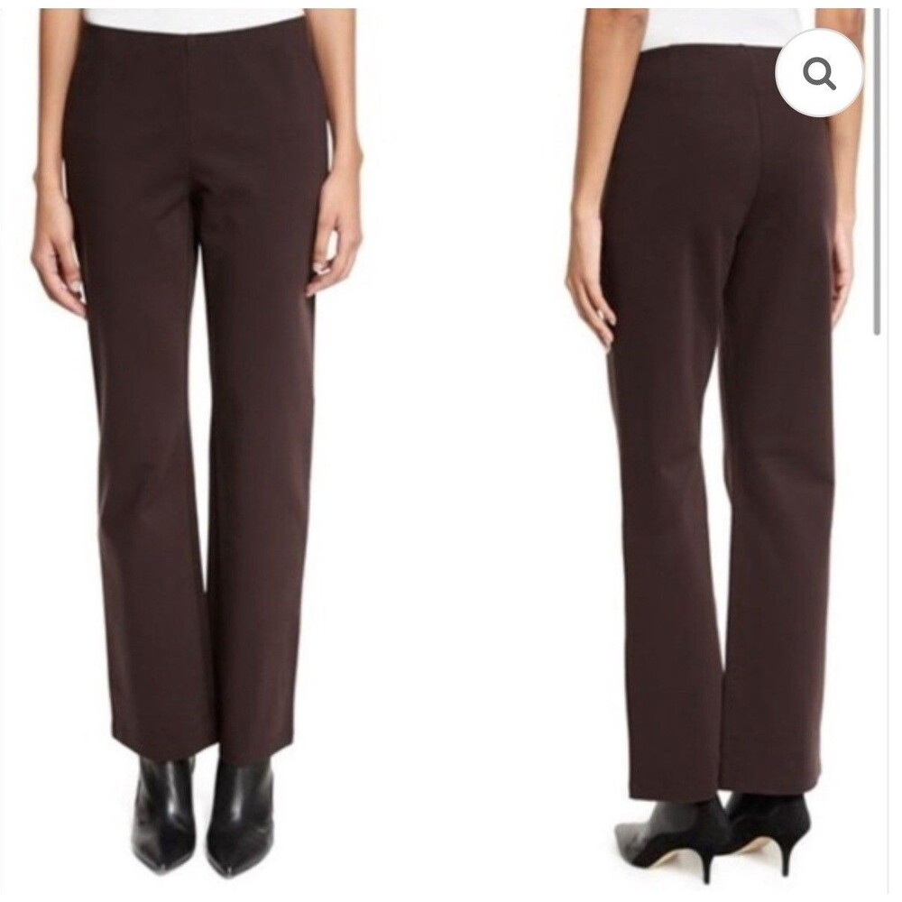 EILEEN FISHER Washable Flex Ponte Pull-On Pants S/M Brown Straight Stretch B17